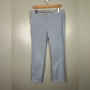 Tommy Hilfiger Blue and White Striped sear sucker ankle pants preppy travel Vaca